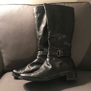 Tall Black Leather Boots - Genuine Leather